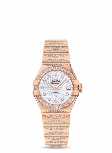 Omega Constellation Co-Axial 27 Polished Red Gold / Waxing Moon Snow / MOP Supernova 123.55.27.20.55.003 (12355272055003)